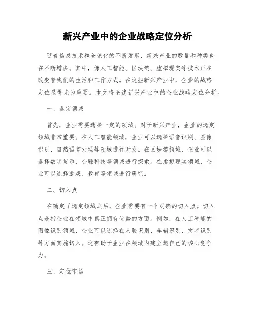 新兴产业中的企业战略定位分析