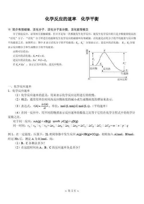 6化学反应的速率 化学平衡