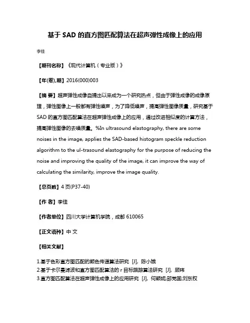 基于SAD的直方图匹配算法在超声弹性成像上的应用
