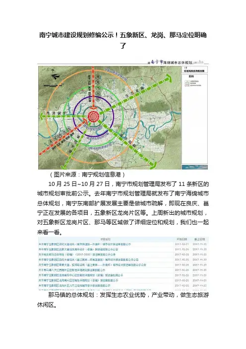 南宁城市建设规划修编公示！五象新区、龙岗、那马定位明确了