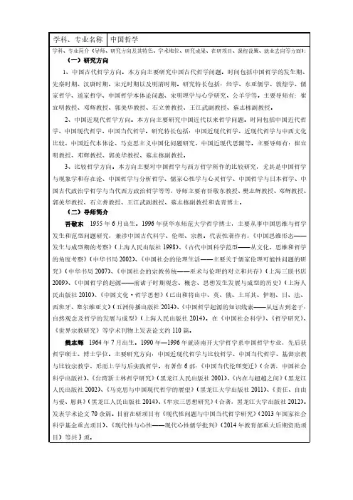 2020年上海师范大学硕士研究生入学考试010102中国哲学专业学科介绍