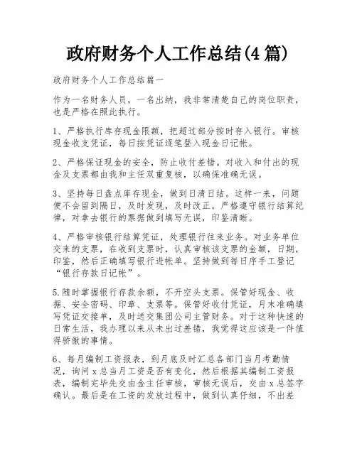政府财务个人工作总结(4篇)
