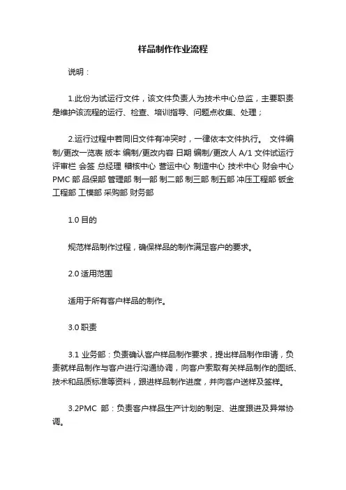 样品制作作业流程