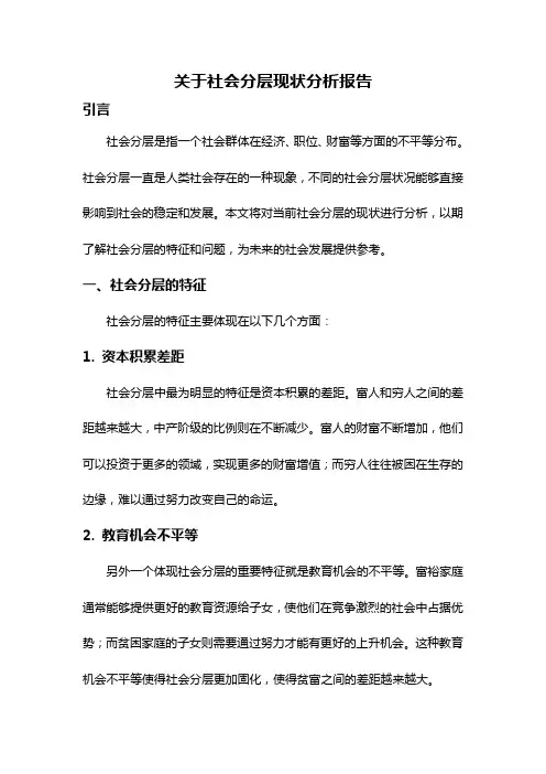 关于社会分层现状分析报告