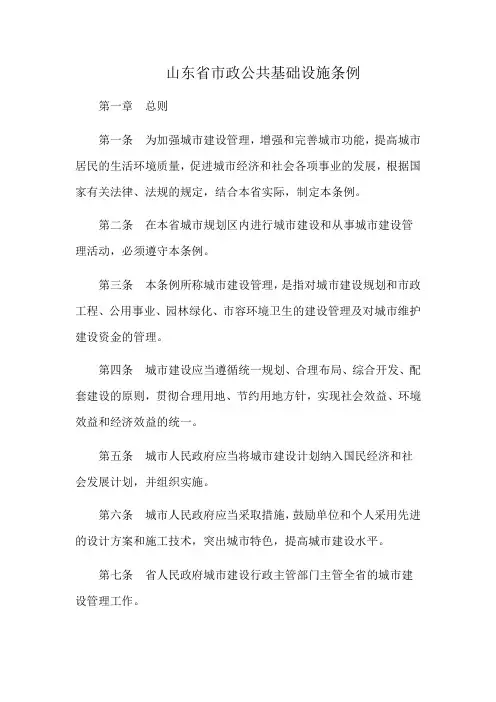山东省市政公共基础设施条例