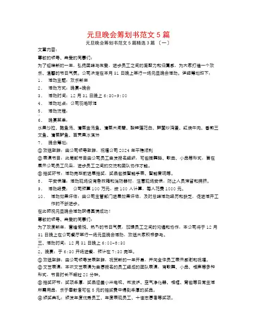 元旦晚会策划书范文5篇3篇