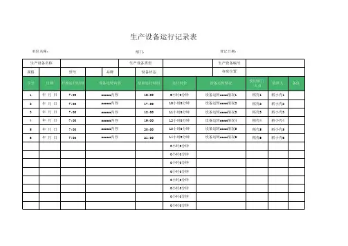 生产设备运行记录表