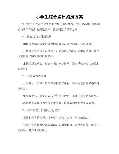 小学生综合素质拓展方案