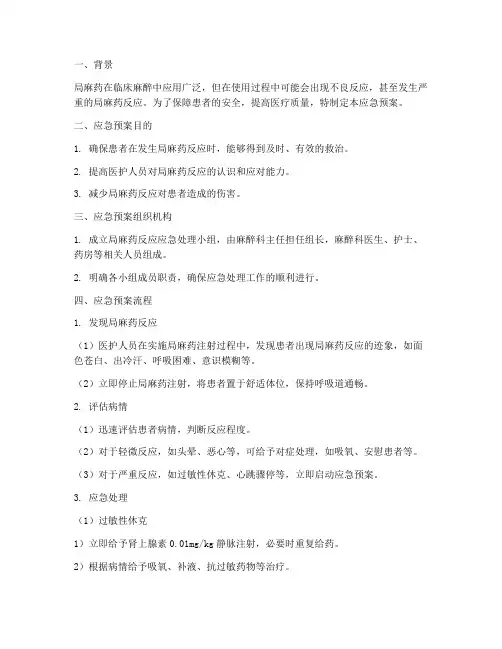 局麻药反应应急预案