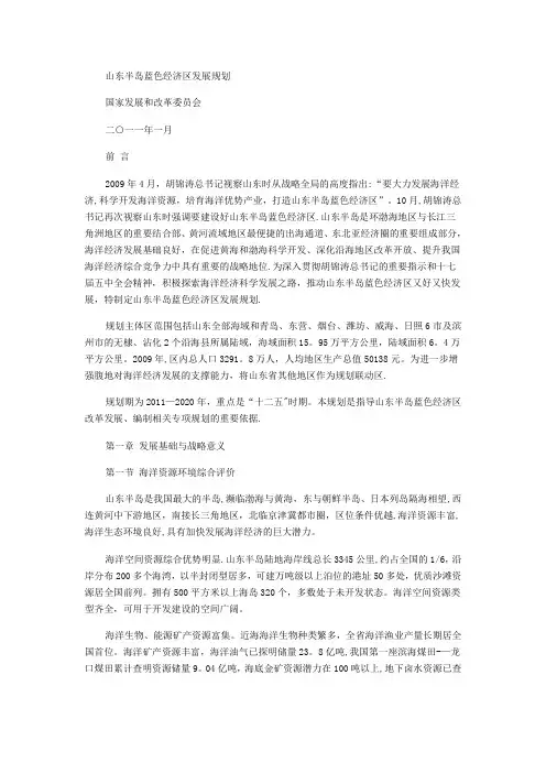 山东半岛蓝色经济区发展规划---精品模板