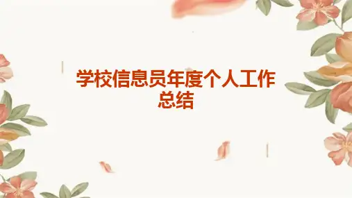 学校信息员年度个人工作总结PPT