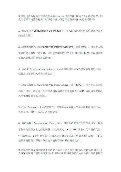 宏观经济学凯恩斯消费曲线名词解释