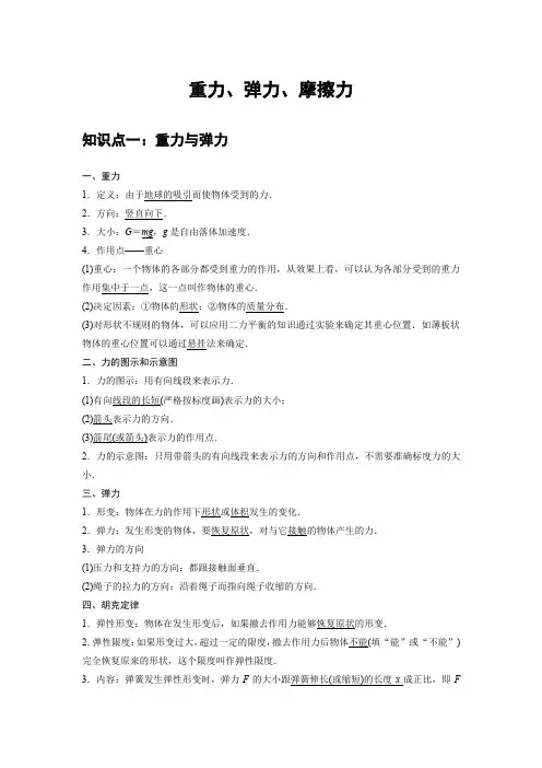 高中物理必修一 新课改 讲义 05 C重力、弹力、摩擦力 提升版
