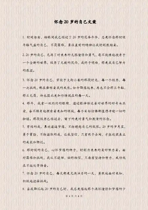 怀念20岁的自己文案