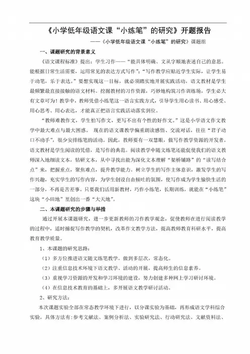 随文练笔开题报告
