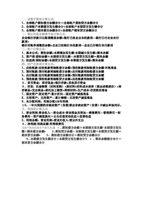 试算平衡表公式【可编辑范本】
