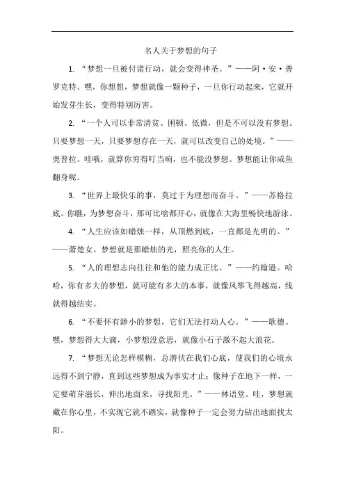 名人关于梦想的句子
