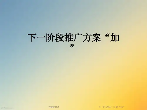 下一阶段推广方案“加”