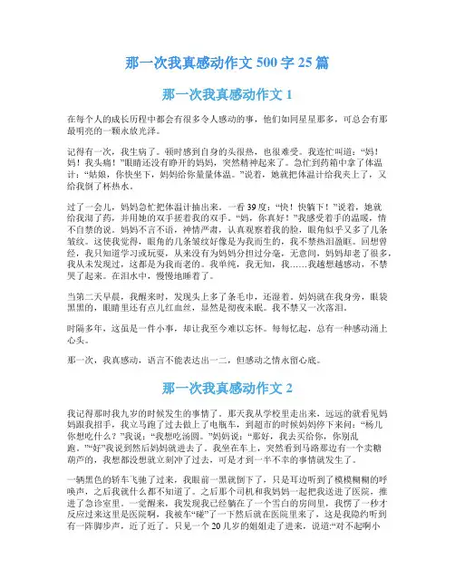 那一次我真感动作文500字25篇