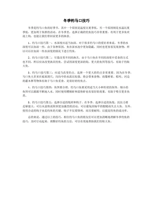 冬季钓马口技巧