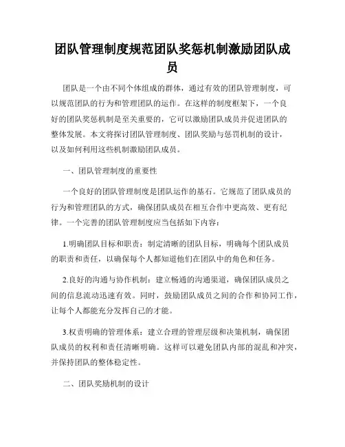 团队管理制度规范团队奖惩机制激励团队成员