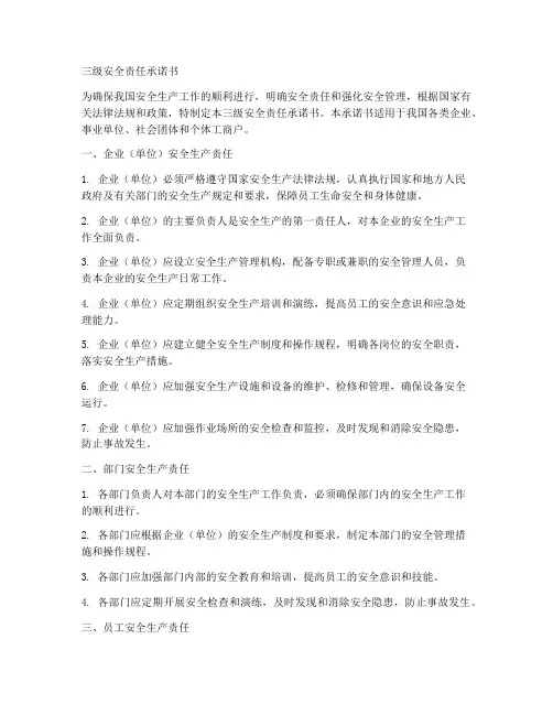 三级安全责任承诺书