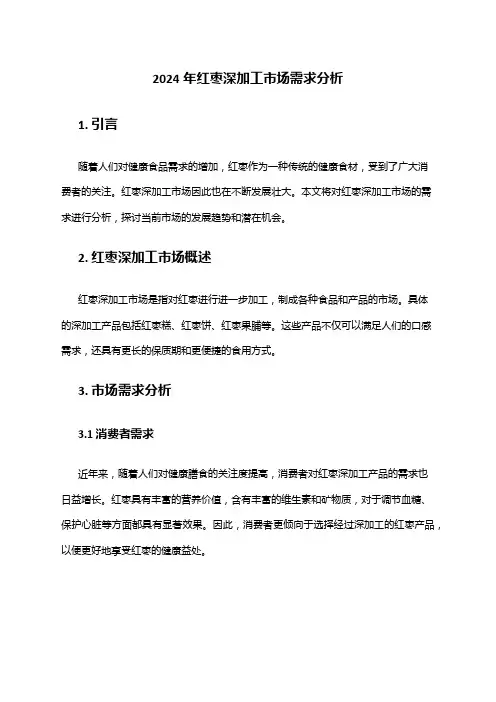 2024年红枣深加工市场需求分析