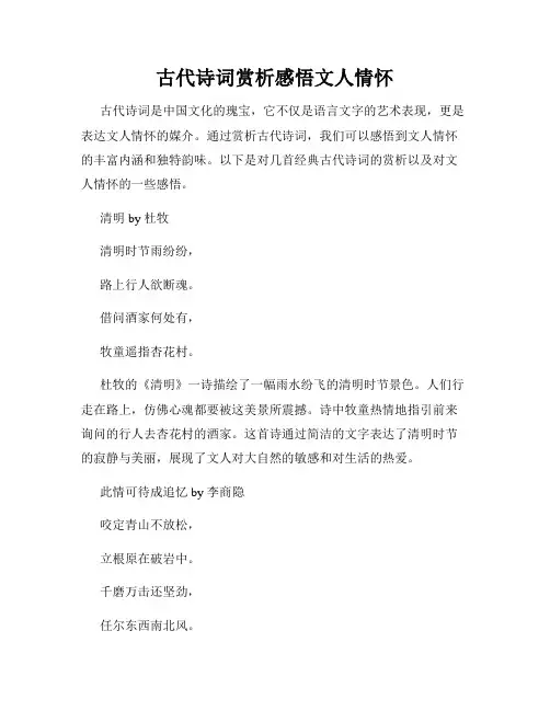 古代诗词赏析感悟文人情怀