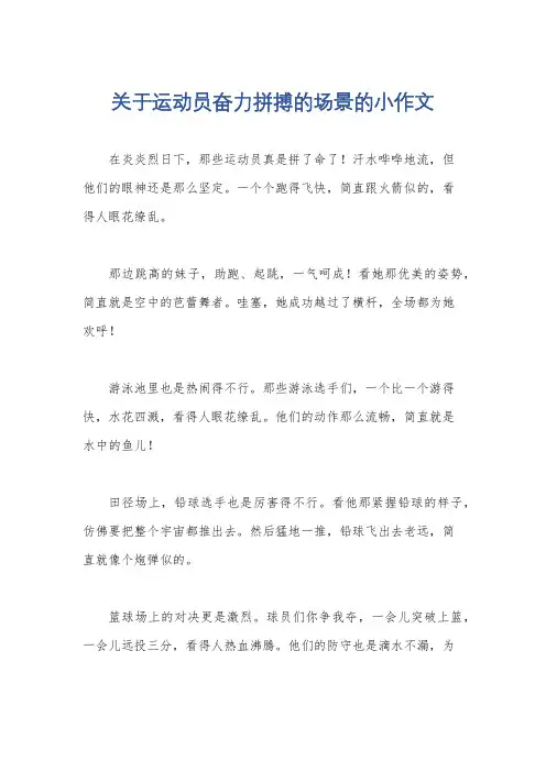 关于运动员奋力拼搏的场景的小作文