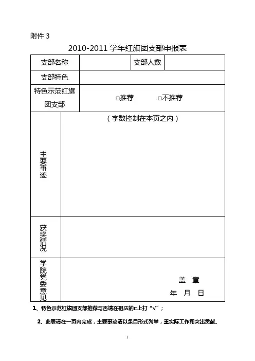 五四评优各类申报表