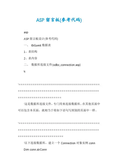 ASP留言板(参考代码)