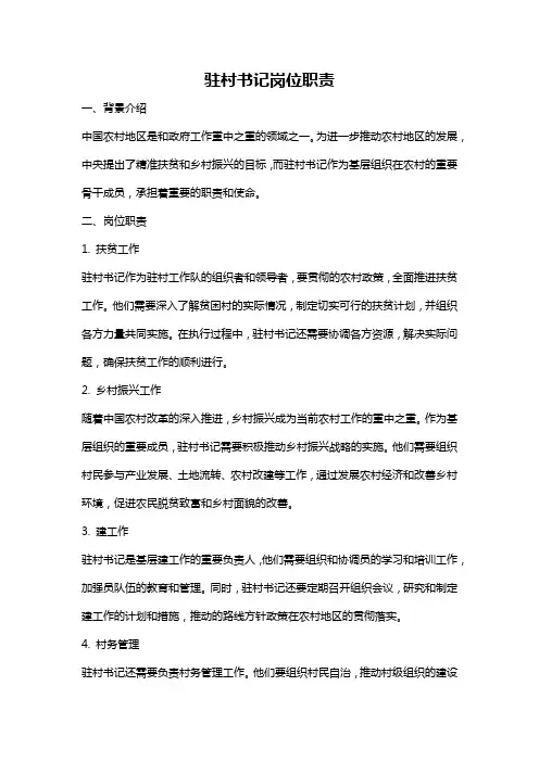 驻村书记岗位职责