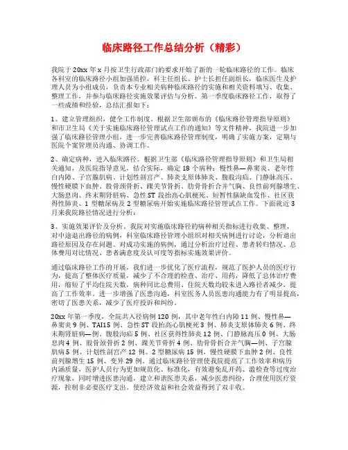 临床路径工作总结分析(精彩)