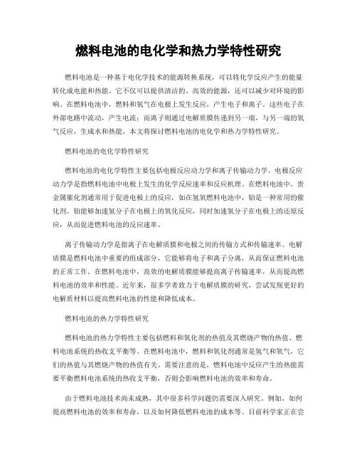 燃料电池的电化学和热力学特性研究