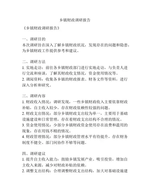 乡镇财政调研报告