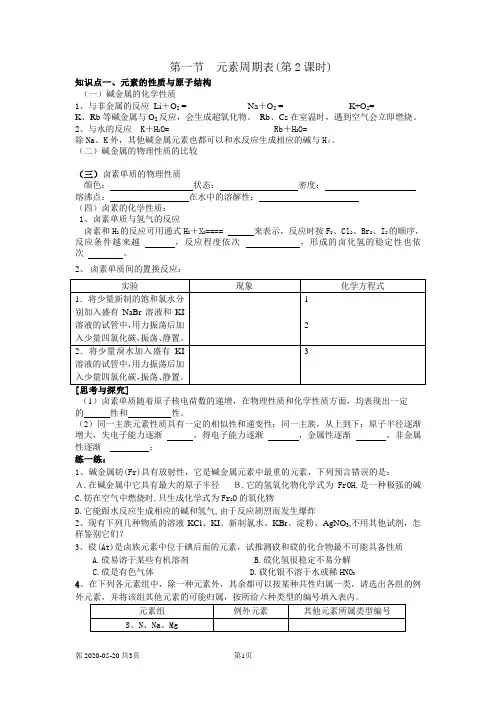 必修二第一节  元素周期表第二课时