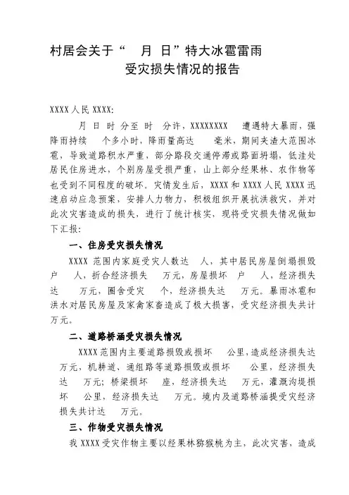 受灾情况损失报告