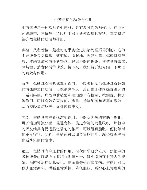 中药焦楂的功效与作用