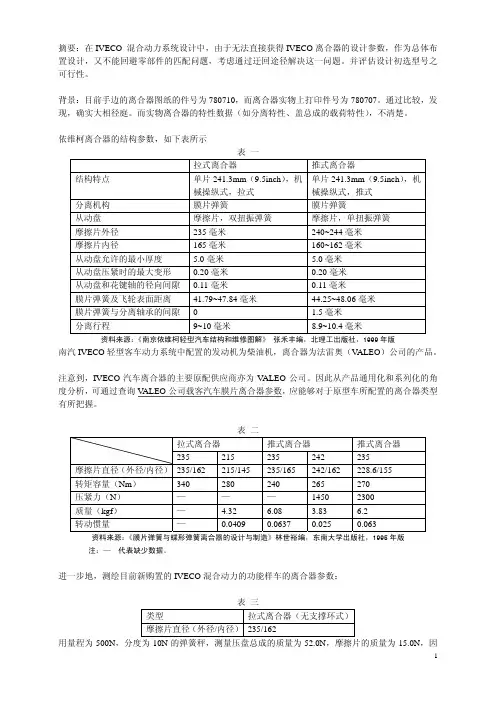 valeo离合器结构参数