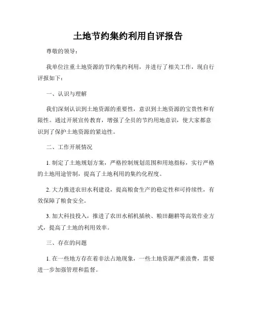  土地节约集约利用自评报告