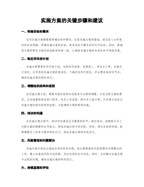 实施方案的关键步骤和建议