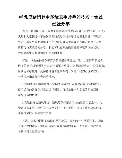 哺乳母猪饲养中环境卫生改善的技巧与实践经验分享