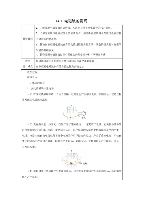 教学设计8：14.1 电磁波的发现