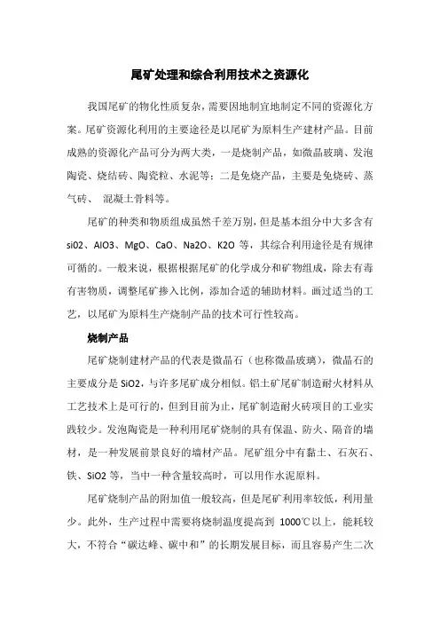 尾矿处理和综合利用技术之资源化