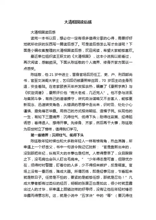 大清相国读后感