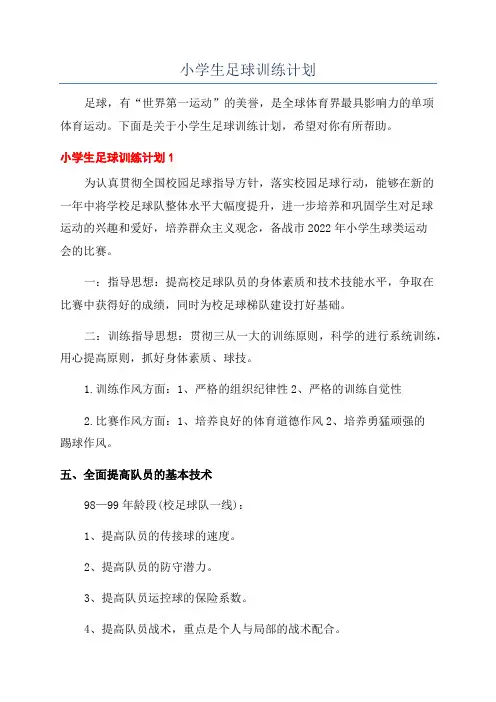 小学生足球训练计划