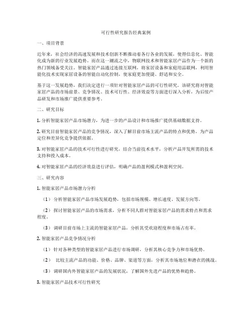 可行性研究报告经典案例