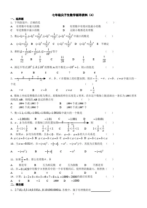 七年级尖子生数学辅导资料(4)