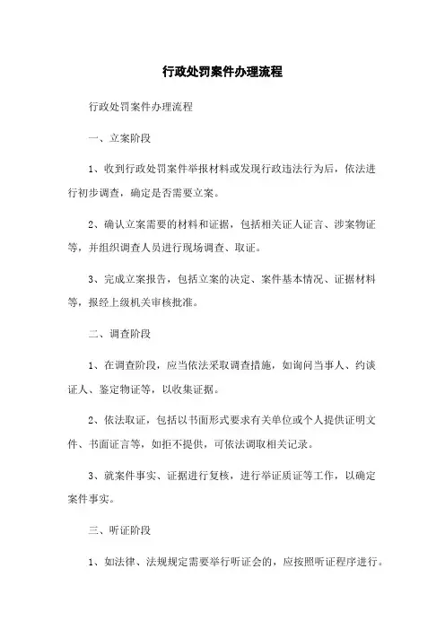 行政处罚案件办理流程