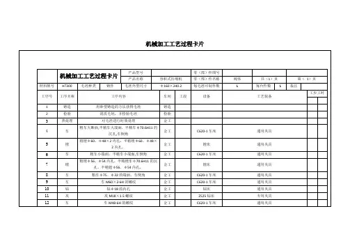 阀体设计工艺卡片